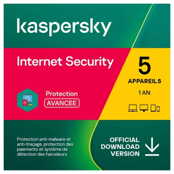 Kaspersky Internet Security 2022 | 5 Appareils | 1 An | Windows/Mac/Android | Code d’activation